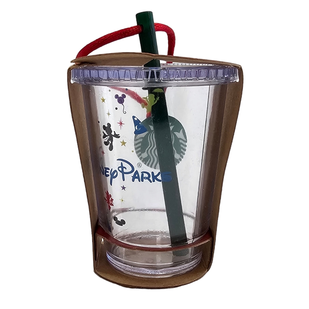 NEW Starbucks Christmas Ornament Disney Parks 2015 Clear Cold Cup with Mickey - Picture 6 of 9